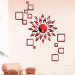 Great Collection - Sun red with Square red 2 Set. - 3D Acrylic Mirror Stickers for Wall