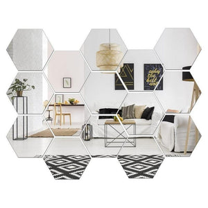 Great Collection - 14 Hexagon 3D Acrylic Wall Stickers with 10 butterfly