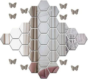 Great Collection - 14 Hexagon 3D Acrylic Wall Stickers with 10 butterfly