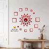 Great Collection - Sun red With 12 Square And 10 butterfly Mirror stickers for wall, wall mirror stickers for Home & Offices. Self Adhesive Sticker  (Pack of 1)