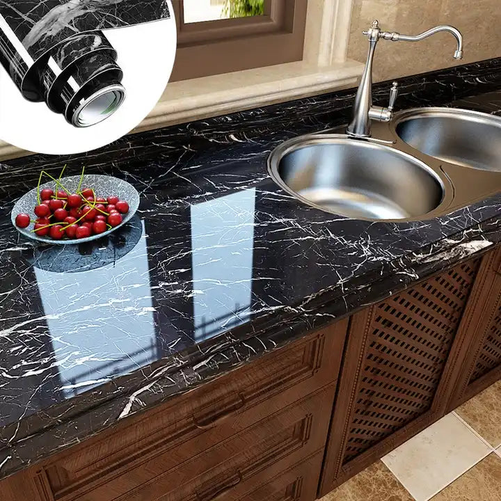 Black Marble Wallpaper for Kitchen Counter Top Waterproof & Oil Proof ( 2 Meter)