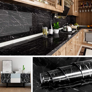 Black Marble Wallpaper for Kitchen Counter Top Waterproof & Oil Proof ( 2 Meter)